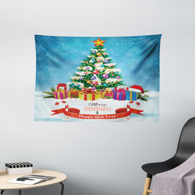 New Year Theme Boxes Wide Tapestry