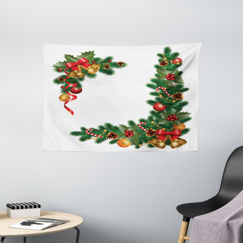 Trees with Ornaments Wide Tapestry