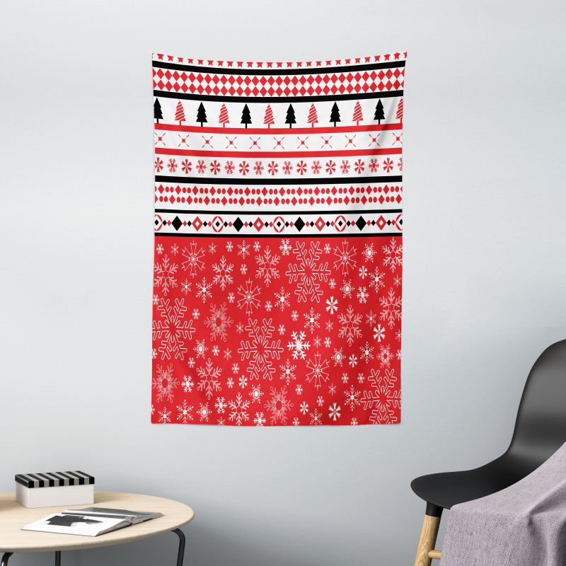 Geometric Snowflakes Tapestry