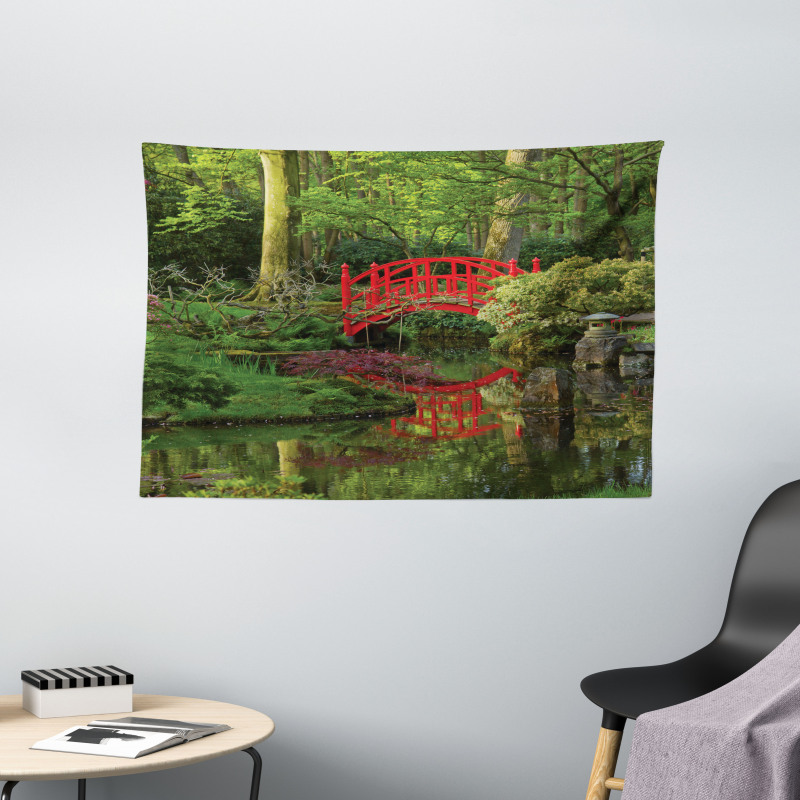 Chinese Bridge in a Forest Wide Tapestry