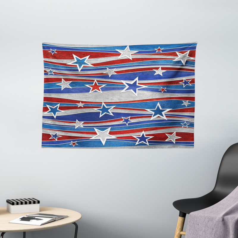 Abstract USA Flag Wide Tapestry