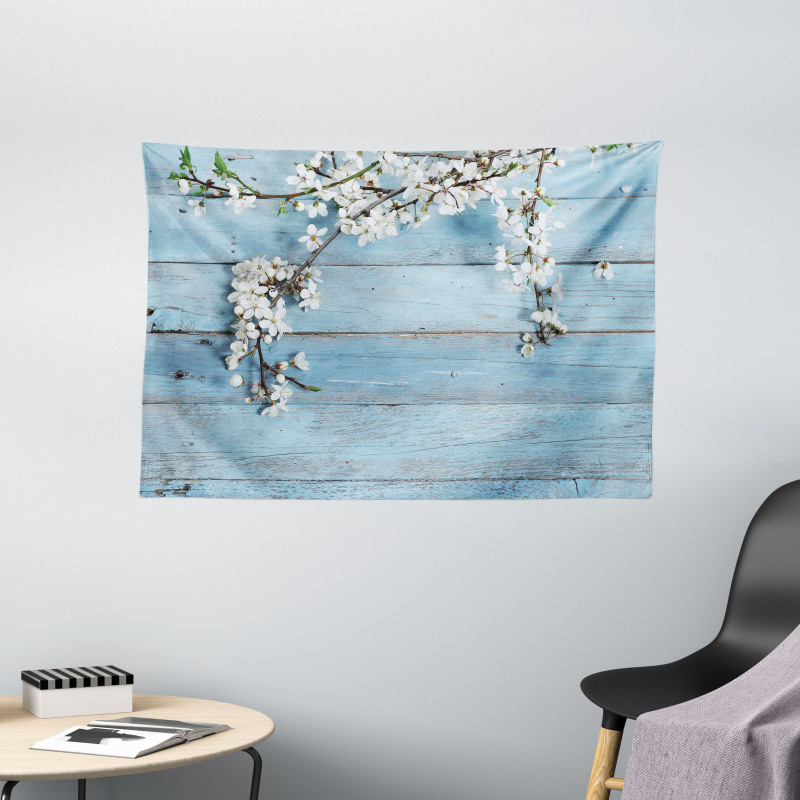 Spring Flowers Branches Wide Tapestry