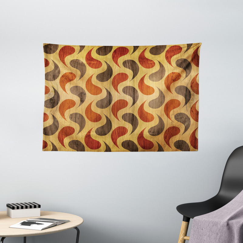 Tiling Wavy Shapes Wide Tapestry