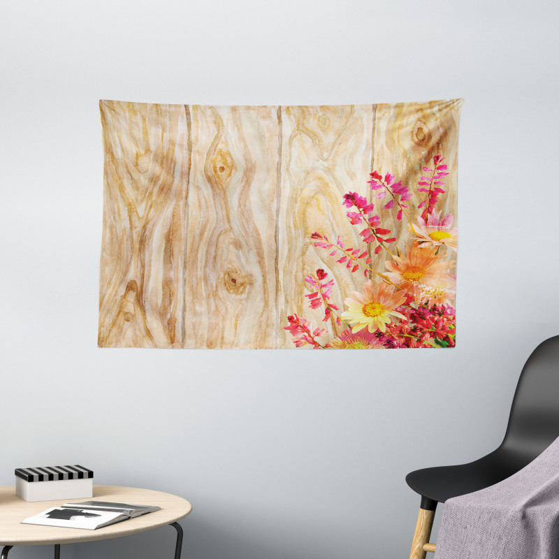 Spring Florals Daisies Wide Tapestry