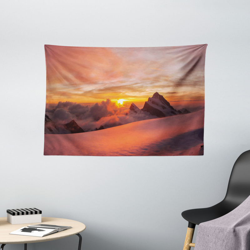 Sunrise in Swiss Alps Wide Tapestry