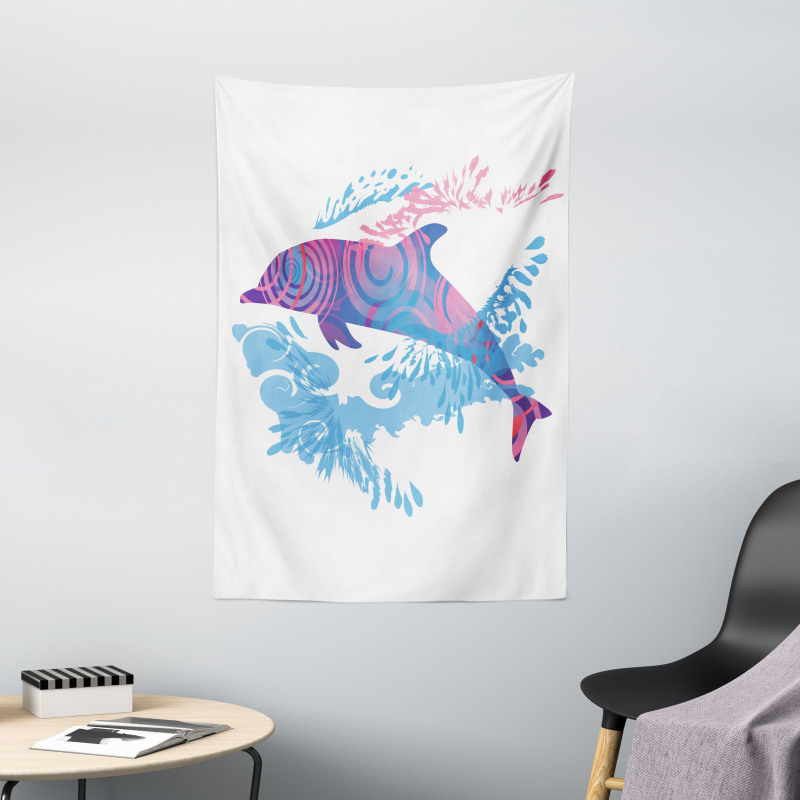 Cartoon Jumping Dolphin Tapestry