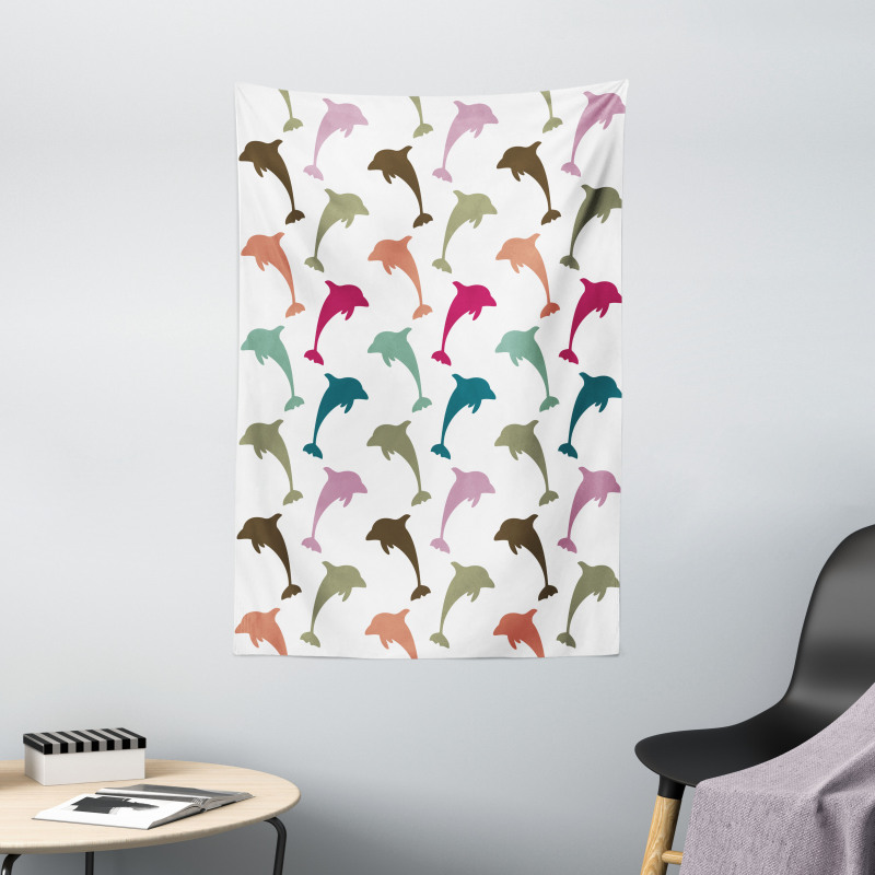 Colorful Dolphins Art Tapestry