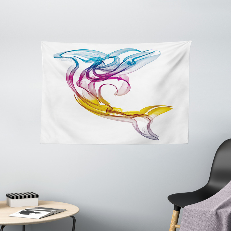 Aquatic Dolphin Wide Tapestry