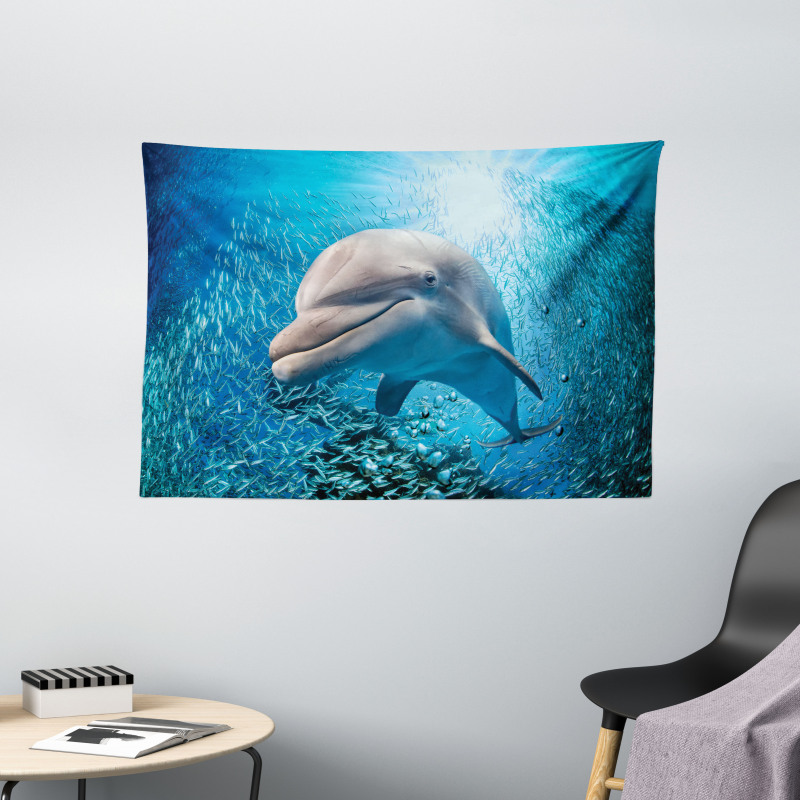 Dolphin in Ocean Marine Wide Tapestry