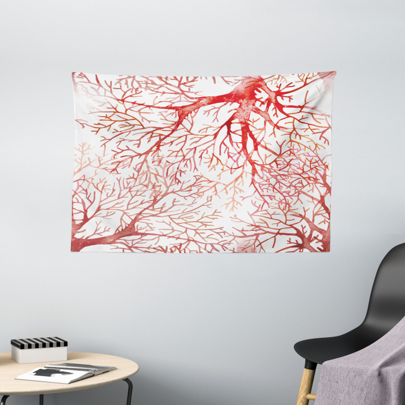 Watercolor Branchs Fall Wide Tapestry