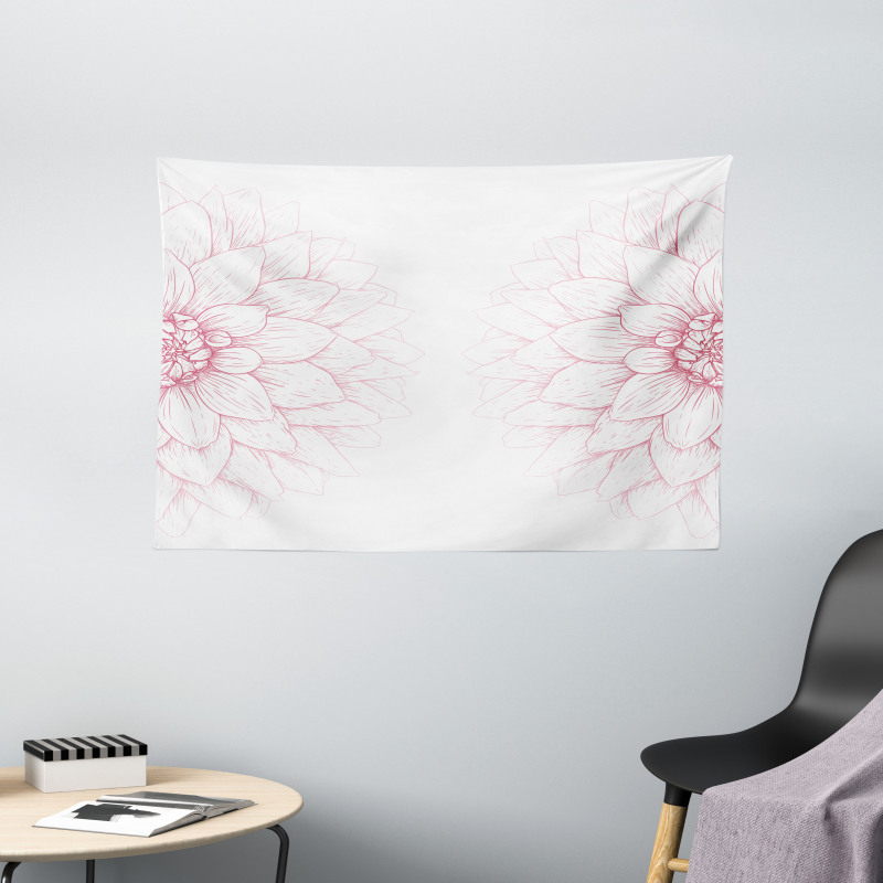 Pink Blossom Flower Wide Tapestry