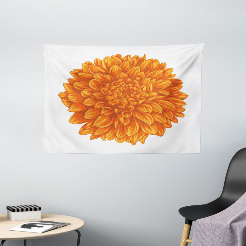 Dahlia Flower Floral Wide Tapestry