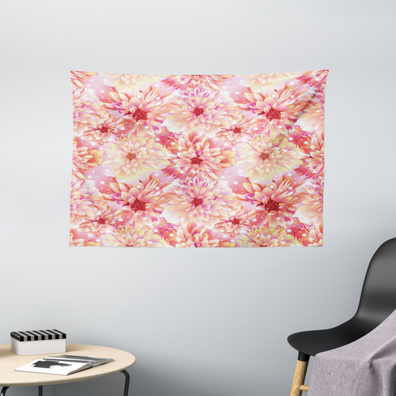Dahlias Floral Wide Tapestry