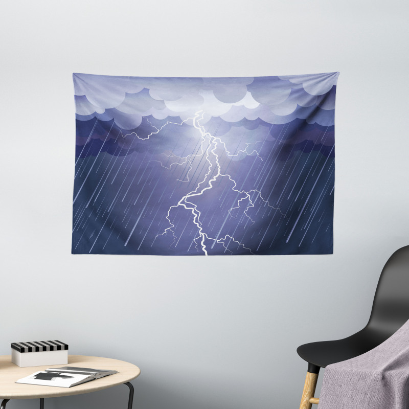 Thunderstorm Dark Clouds Wide Tapestry