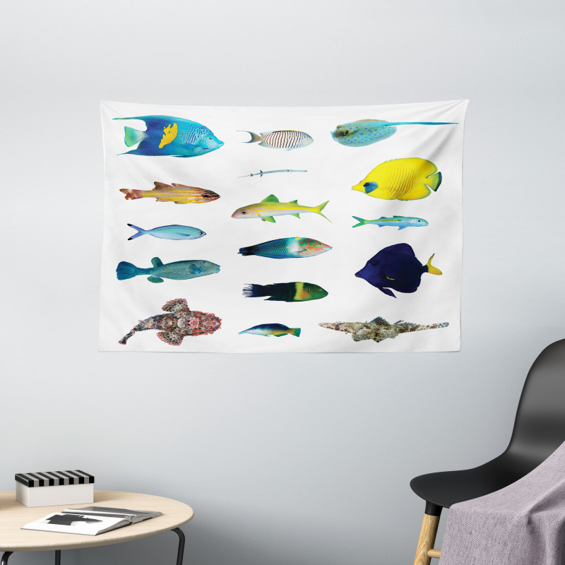 Marine Life Creatures Wide Tapestry