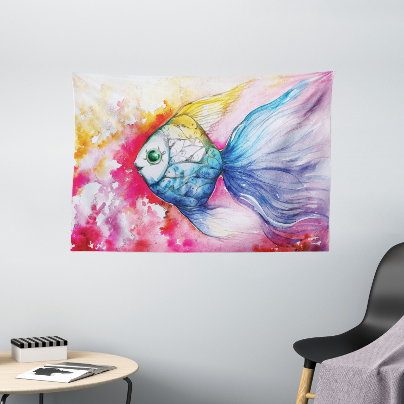 Watercolor Abstract Art Wide Tapestry