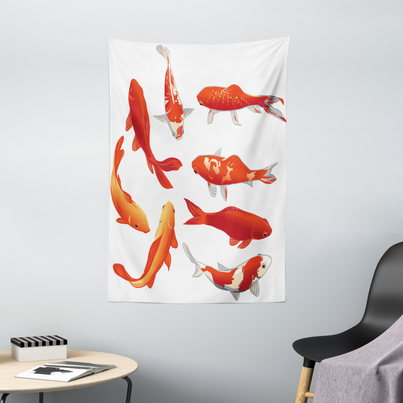 Koi Shoal Chinese Animal Tapestry