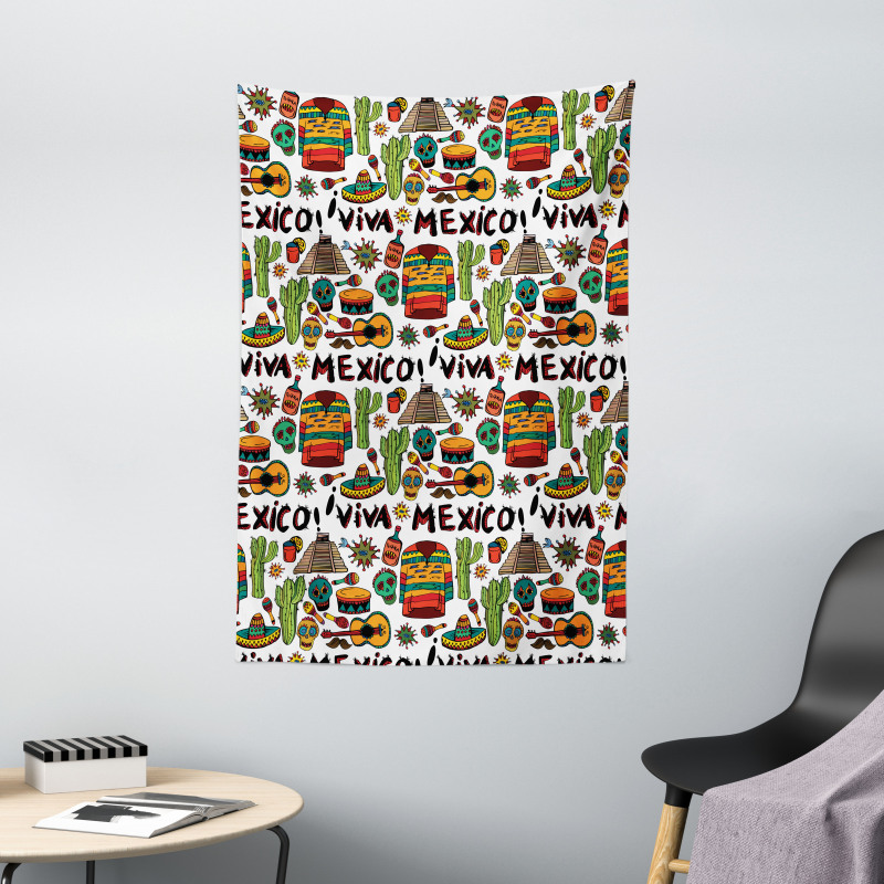 Cartoon Cactus Salsa Tapestry