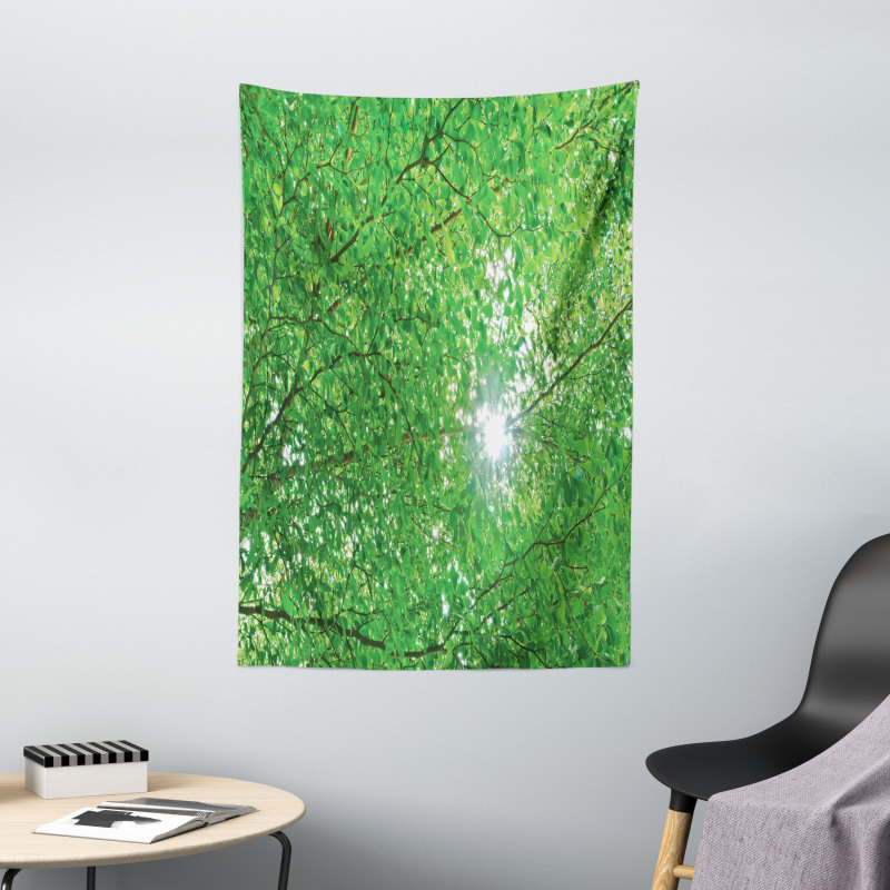 Sun with Tree Branches Tapestry