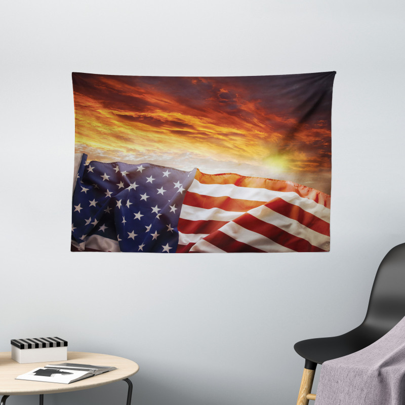 Sunset and Horizon Wide Tapestry