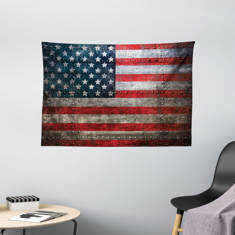 US Flag Plate Wide Tapestry