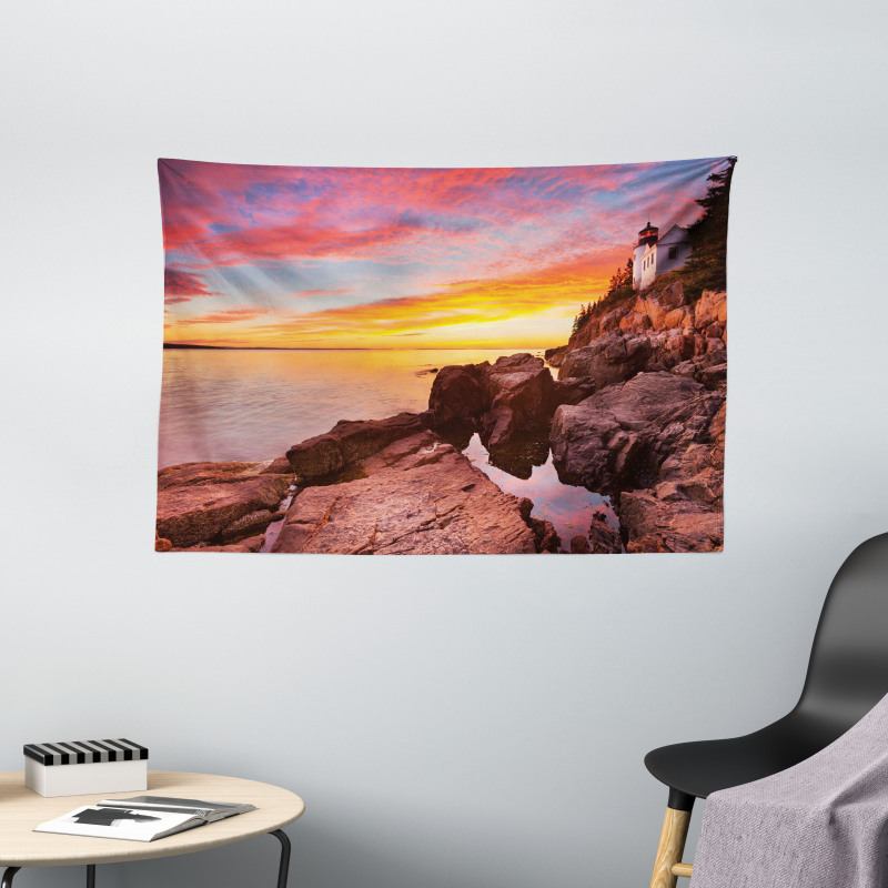 Harbor Sea Shore Sky Wide Tapestry