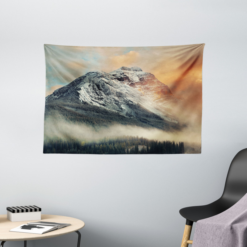 Snowy Peak Mountain Wide Tapestry