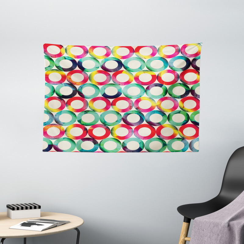 Retro Spots Wide Tapestry