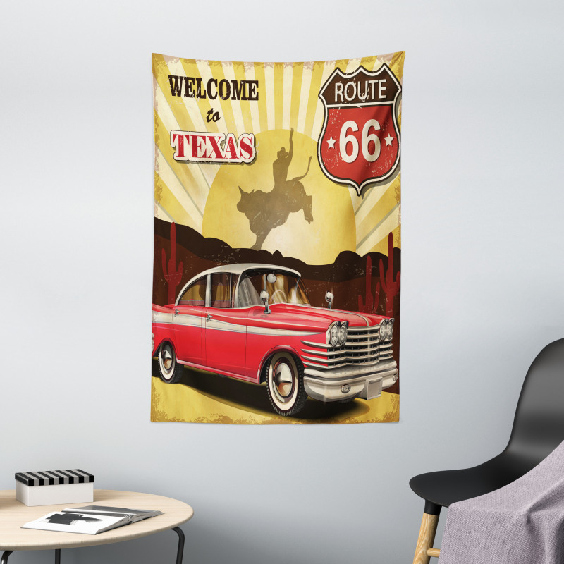 Texas Car Cowboy Words Tapestry