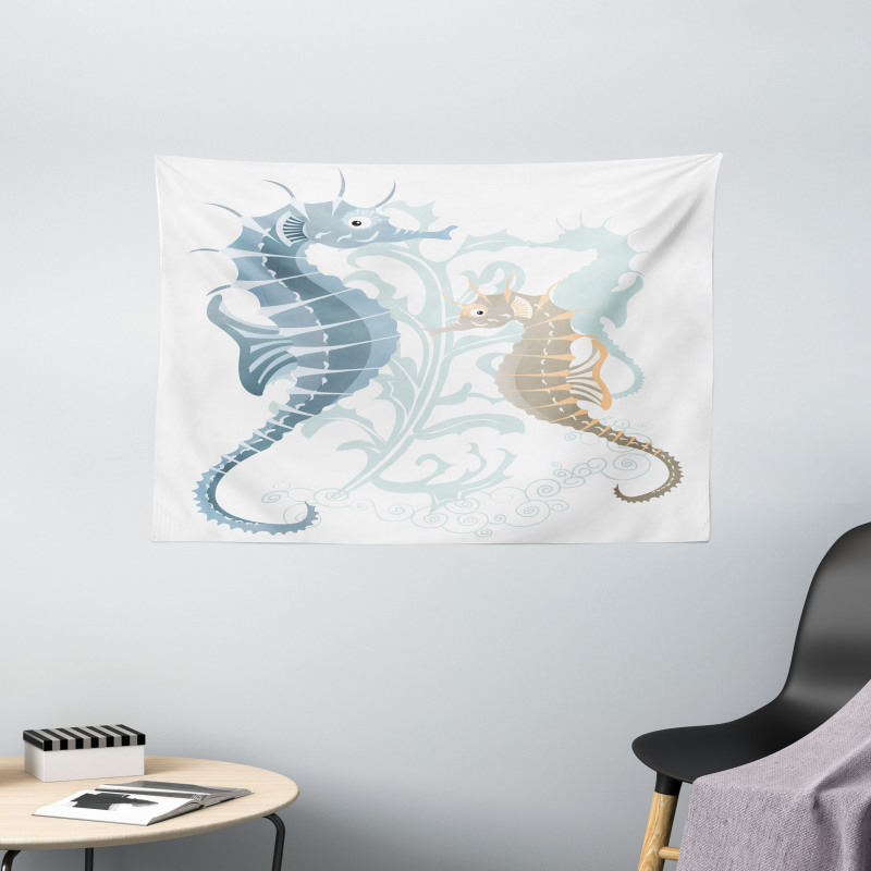 Fishes in Soft Tones Wide Tapestry
