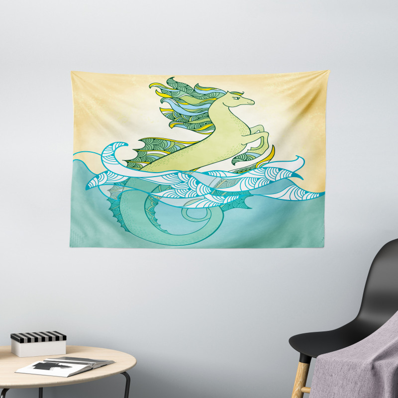 Pastel Tone Water Creature Wide Tapestry