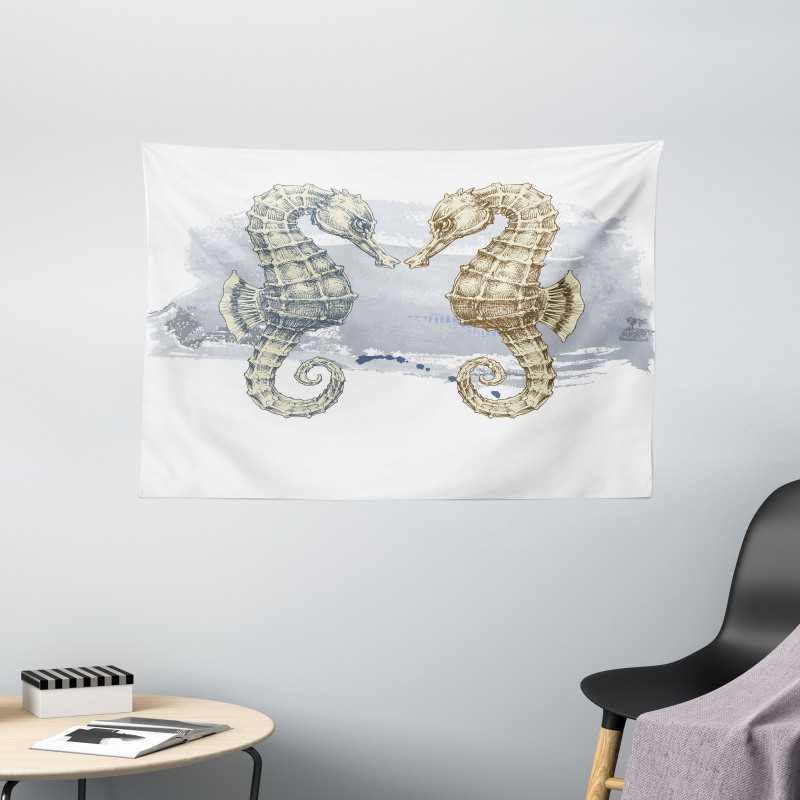 Seahorse Lovers Wide Tapestry