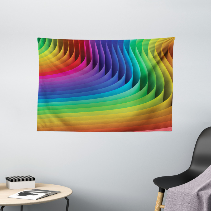 Color Wave Curls Art Wide Tapestry