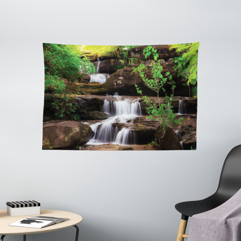 Rock Stair in Waterfall Wide Tapestry