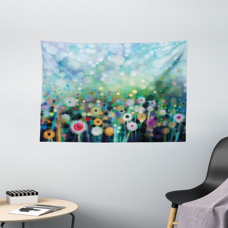 Flying Dandelions Art Wide Tapestry