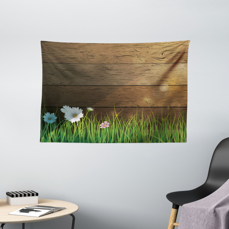 Chamomile Field Grass Wide Tapestry