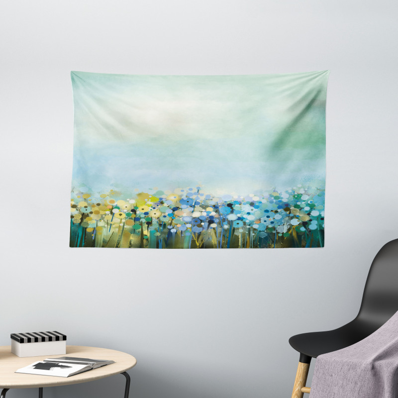 Aqua Painting Effect Wide Tapestry