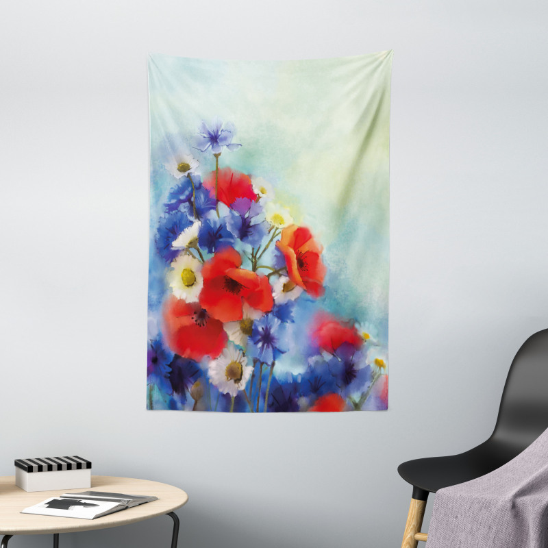 Poppy Chamomile Bouquet Tapestry