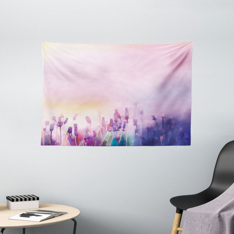 Lavender Violet Flowers Wide Tapestry