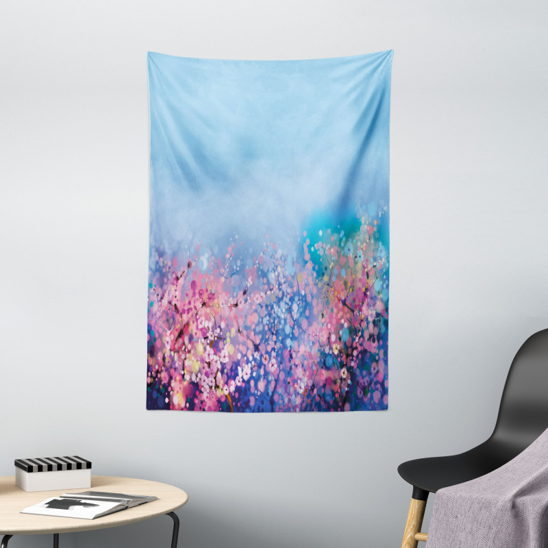 Retro Cherry Blossom Tapestry