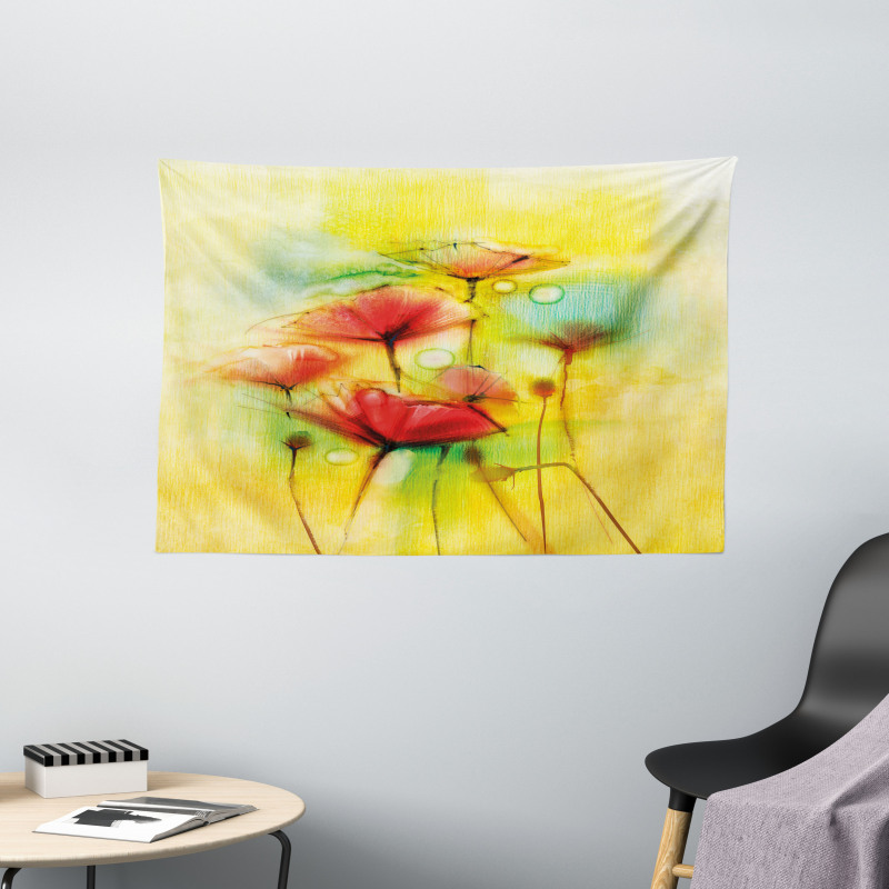 Poppy Flowers Blossom Wide Tapestry