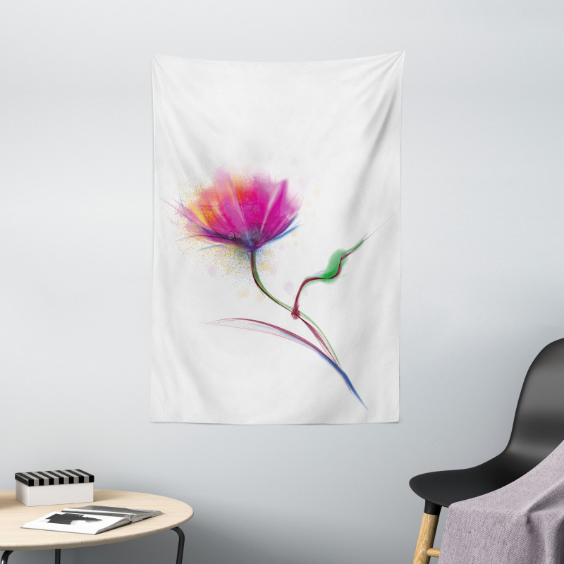 Watercolor Poppy Flower Tapestry