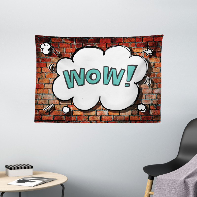 Words Cracked Brick Wall Wide Tapestry
