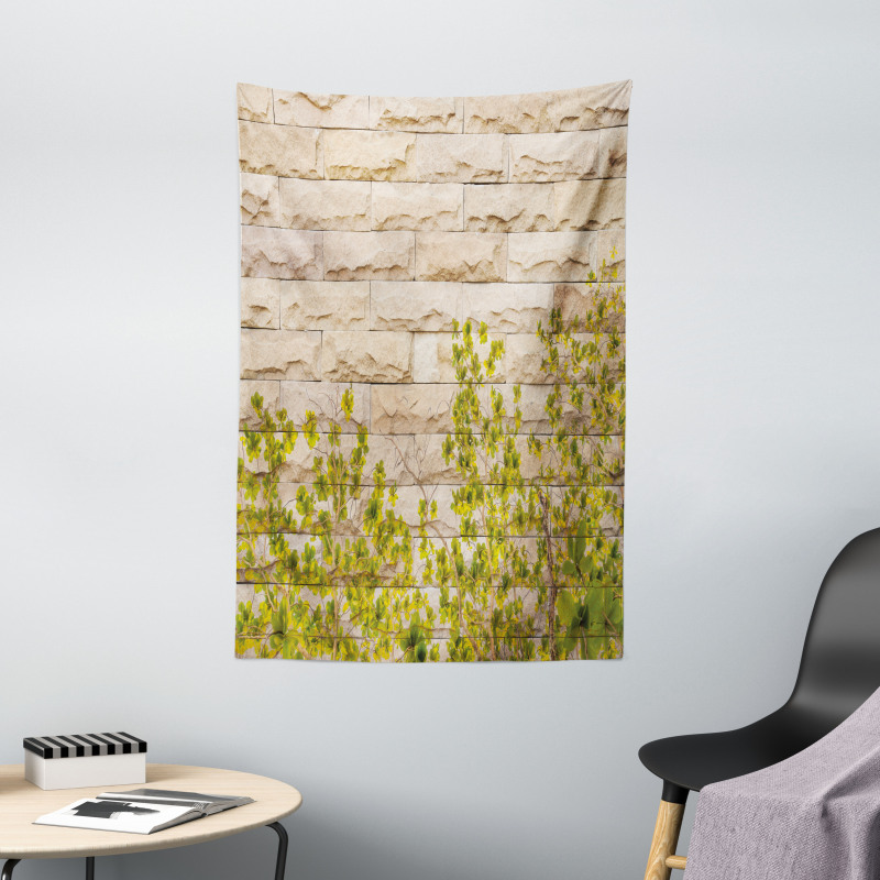 Brick Wall with Leaf Tapestry