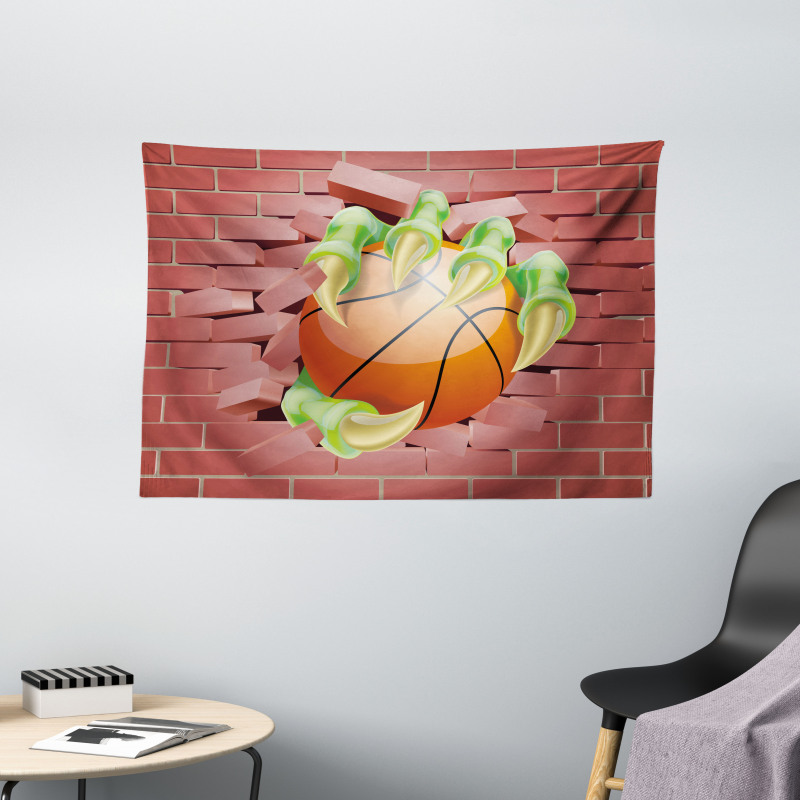 Basketball Cartoon Wide Tapestry