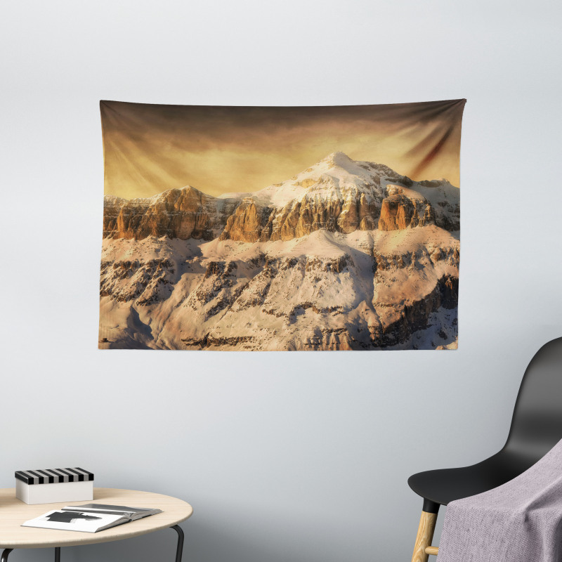 Overcast Sky Mountain Wide Tapestry