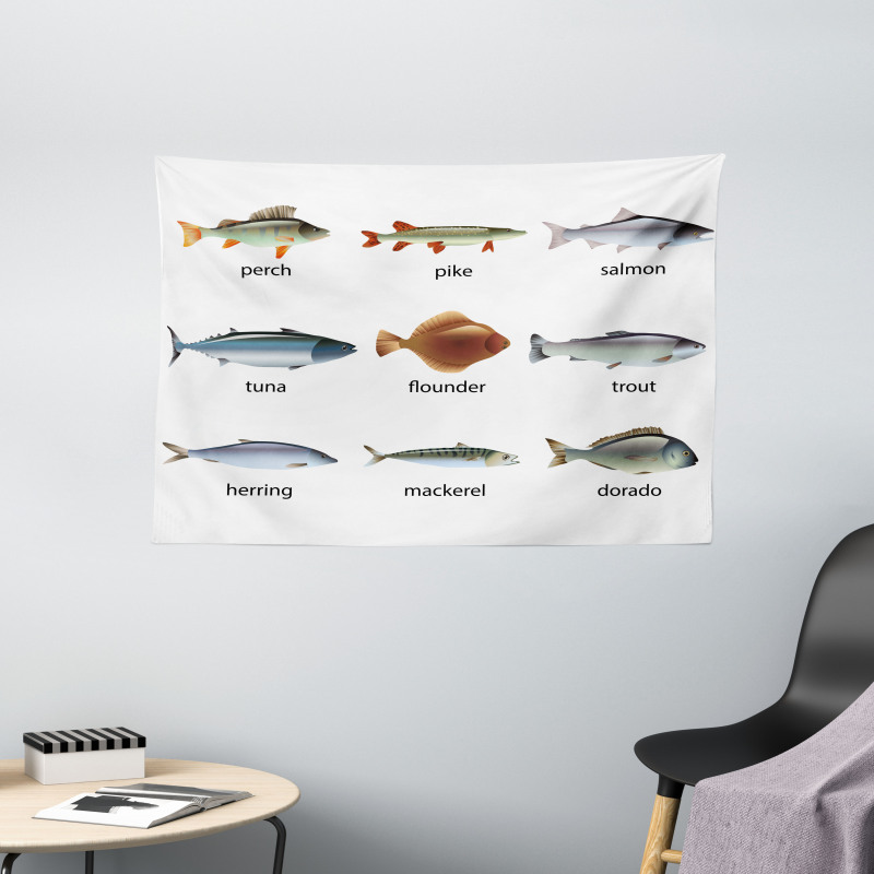 Aquatic Animal Composition Wide Tapestry