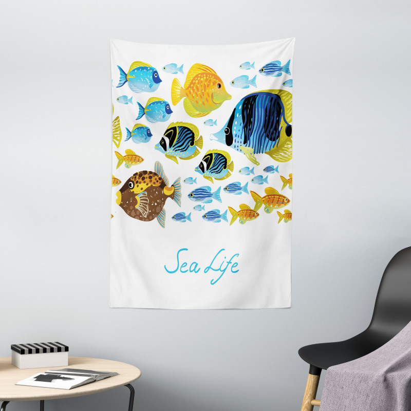 Cartoon Sea Life Theme Tapestry