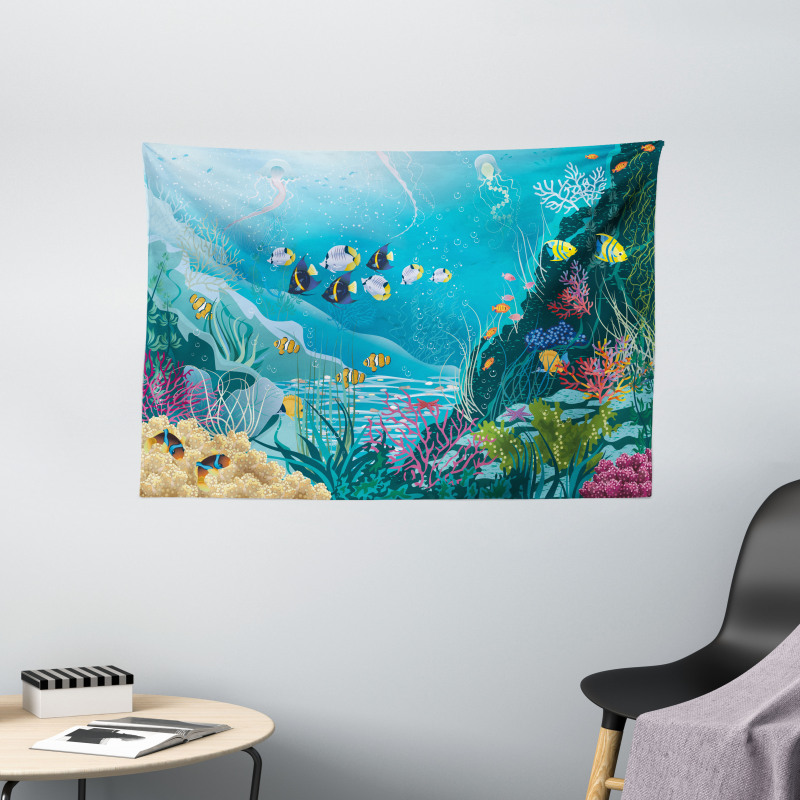 Underwater Scenery Wide Tapestry