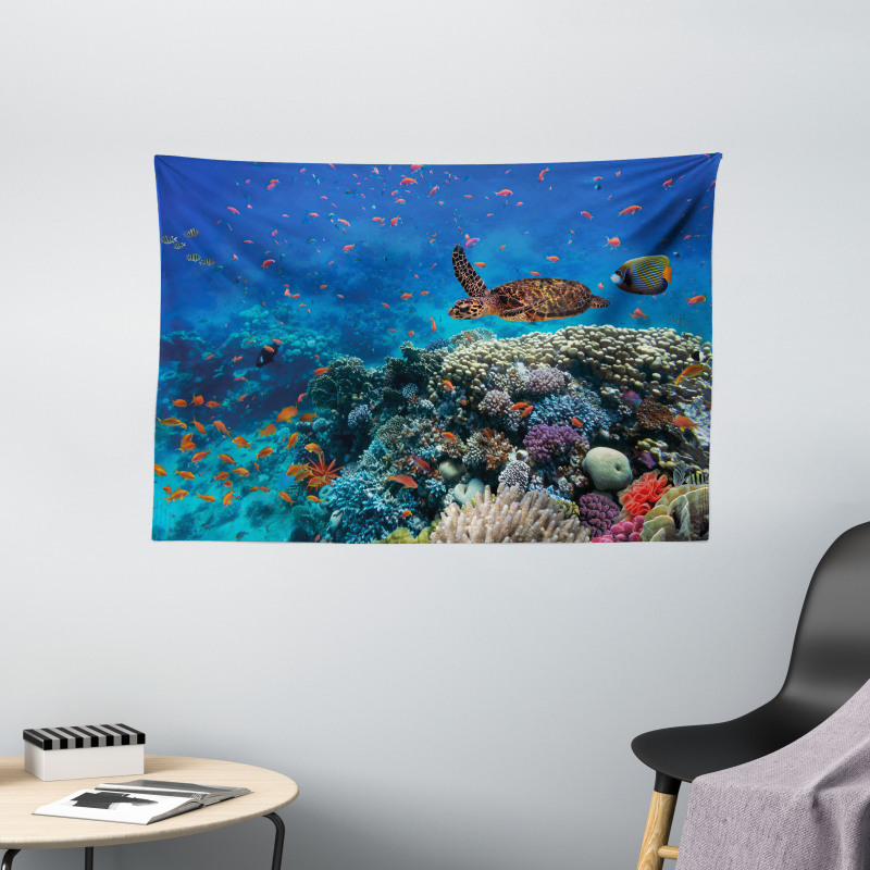 Tropical Turtle Water Wide Tapestry